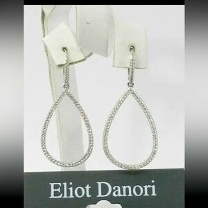 NWT ELIOT DANORI TEARDROP SHAPED LEVERBACK EARRINGS SURROUNDED W/ PAVE CRYSTALS